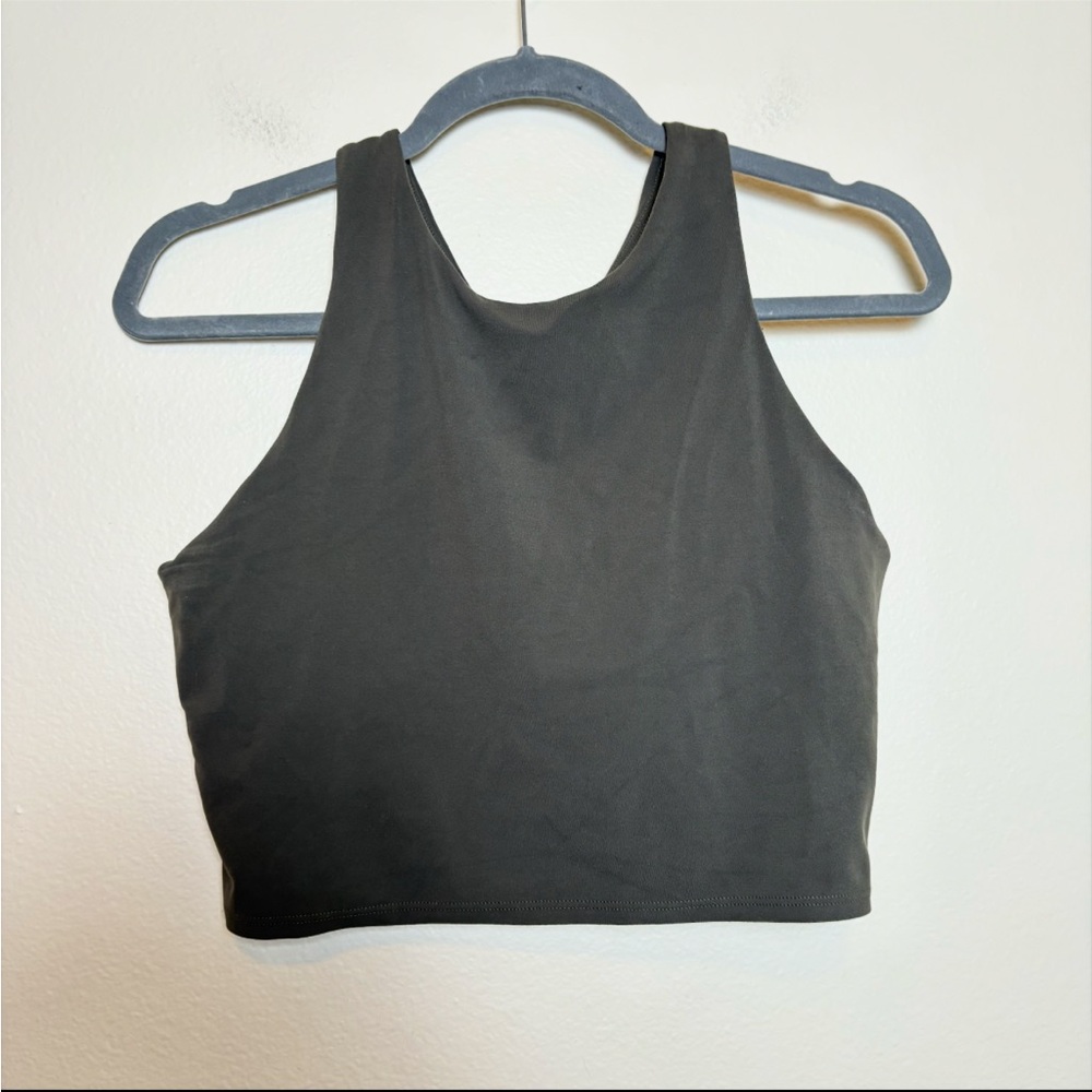 Athleta Conscious Crop Bra Top Gray/Olive - Picture 2 of 4